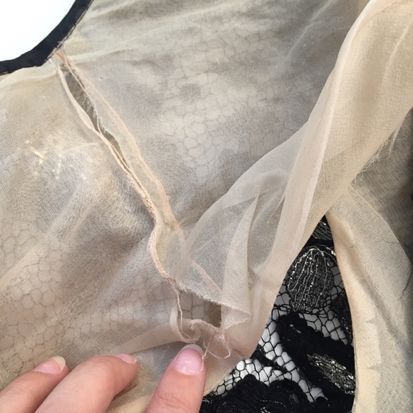 Vintage Frank Tignino Black Silk Lace Beaded Dress - Picture 5 of 8